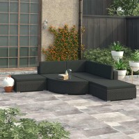 Vidaxl 6 Piece Patio Lounge Set With Cushions Poly Rattan Black