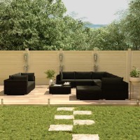 Vidaxl 10 Piece Patio Lounge Set With Cushions Poly Rattan Black