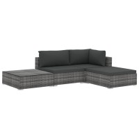 Vidaxl 4 Piece Patio Lounge Set With Cushions Poly Rattan Gray