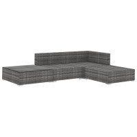 Vidaxl 4 Piece Patio Lounge Set With Cushions Poly Rattan Gray