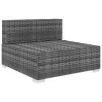 Vidaxl Sectional Middle Seat With Cushions Poly Rattan Gray