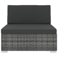 Vidaxl Sectional Middle Seat With Cushions Poly Rattan Gray