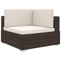 Vidaxl Sectional Corner Chair With Cushions Poly Rattan Brown