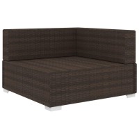 Vidaxl Sectional Corner Chair With Cushions Poly Rattan Brown