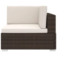 Vidaxl Sectional Corner Chair With Cushions Poly Rattan Brown