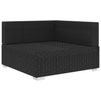 Vidaxl Sectional Corner Chair With Cushions Poly Rattan Black