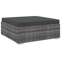 Vidaxl Sectional Footrest With Cushion Poly Rattan Gray