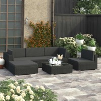 vidaXL 6 Piece Patio Lounge Set with Cushions Poly Rattan Black