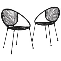 vidaXL Patio Chairs 2 pcs PVC Rattan Black