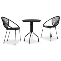 Vidaxl 3 Piece Bistro Set Pvc Rattan Black