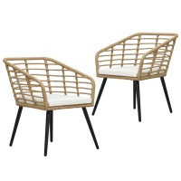 Vidaxl Patio Chairs With Cushions 2 Pcs Poly Rattan Oak