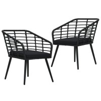 Vidaxl Patio Chairs With Cushions 2 Pcs Poly Rattan Black