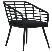 Vidaxl Patio Chairs With Cushions 2 Pcs Poly Rattan Black