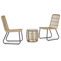 Vidaxl 3 Piece Bistro Set Poly Rattan Oak