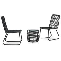 Vidaxl 3 Piece Bistro Set Poly Rattan Black