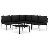 Vidaxl 6 Piece Patio Lounge Set With Cushions Black Pvc