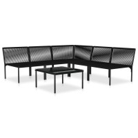 Vidaxl 6 Piece Patio Lounge Set With Cushions Black Pvc