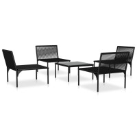 Vidaxl 5 Piece Patio Lounge Set With Cushions Black Pvc