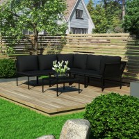 Vidaxl 6 Piece Patio Lounge Set With Cushions Black Pvc