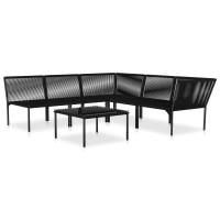 Vidaxl 6 Piece Patio Lounge Set With Cushions Black Pvc