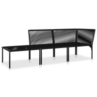 Vidaxl 3 Piece Patio Lounge Set With Cushions Black Pvc