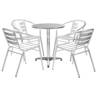 Vidaxl 5 Piece Patio Dining Set Aluminum Silver