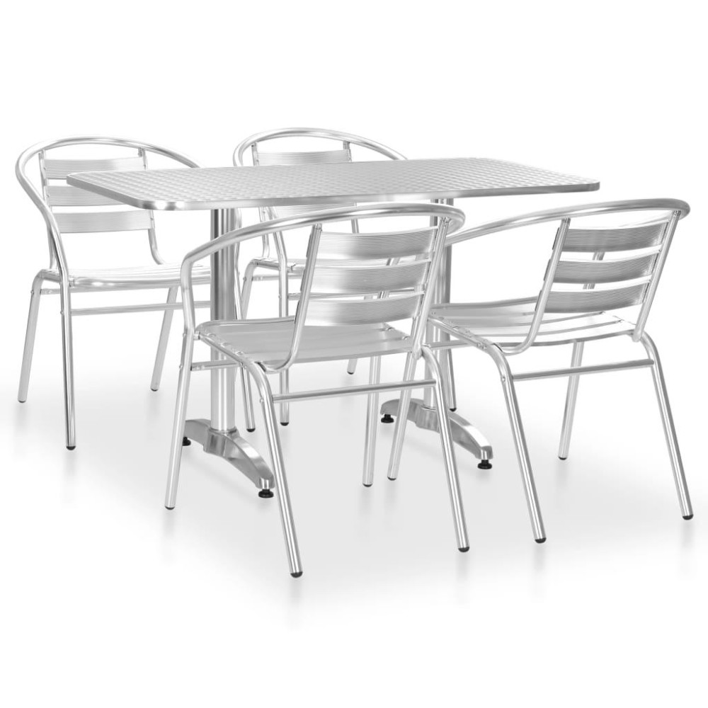 Vidaxl 5 Piece Patio Dining Set Aluminum Silver