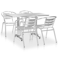 Vidaxl 5 Piece Patio Dining Set Aluminum Silver