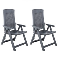 Vidaxl Patio Reclining Chairs 2 Pcs Plastic Anthracite