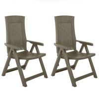 vidaXL Patio Reclining Chairs 2 pcs Plastic Mocca