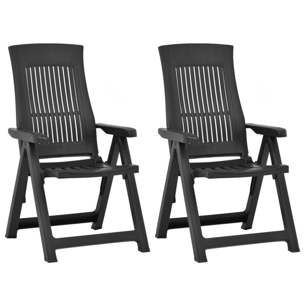 vidaXL Patio Reclining Chairs 2 pcs Plastic Anthracite