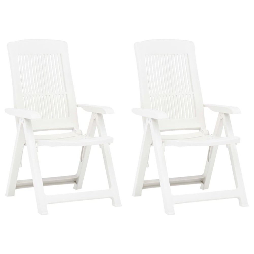 Vidaxl Patio Reclining Chairs 2 Pcs Plastic White
