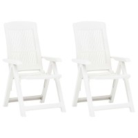 Vidaxl Patio Reclining Chairs 2 Pcs Plastic White