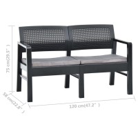 vidaXL 2-Seater Patio Bench with Cushions 47.2