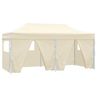 vidaXL Professional Folding Party Tent with 4 Sidewalls 9.8'x19.7' Steel Cream