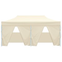 vidaXL Professional Folding Party Tent with 4 Sidewalls 9.8'x19.7' Steel Cream