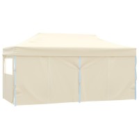 vidaXL Professional Folding Party Tent with 4 Sidewalls 9.8'x19.7' Steel Cream