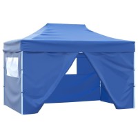 vidaXL Professional Folding Party Tent with 4 Sidewalls 9.8'x13.1' Steel Blue