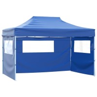 vidaXL Professional Folding Party Tent with 4 Sidewalls 9.8'x13.1' Steel Blue