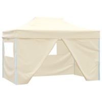 vidaXL Professional Folding Party Tent with 4 Sidewalls 9.8'x13.1' Steel Cream