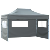 vidaXL Professional Folding Party Tent with 3 Sidewalls 9.8'x13.1' Steel Anthracite