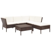 Vidaxl 6 Piece Patio Lounge Set With Cushions Poly Rattan Brown