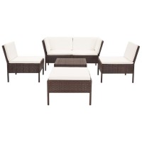 Vidaxl 6 Piece Patio Lounge Set With Cushions Poly Rattan Brown