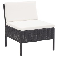 Vidaxl 3 Piece Patio Lounge Set With Cushions Poly Rattan Black