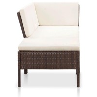 3 Piece Patio Lounge Set With Cushions Poly Rattan Brown
