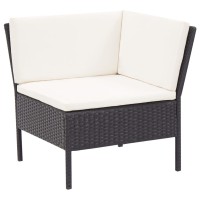 Vidaxl 3 Piece Patio Lounge Set With Cushions Poly Rattan Black