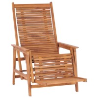 vidaXL Patio Lounge Chair with Footrest Solid Teak Wood