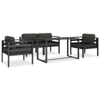 vidaXL 5 Piece Patio Sofa Set with Cushions Aluminum Anthracite