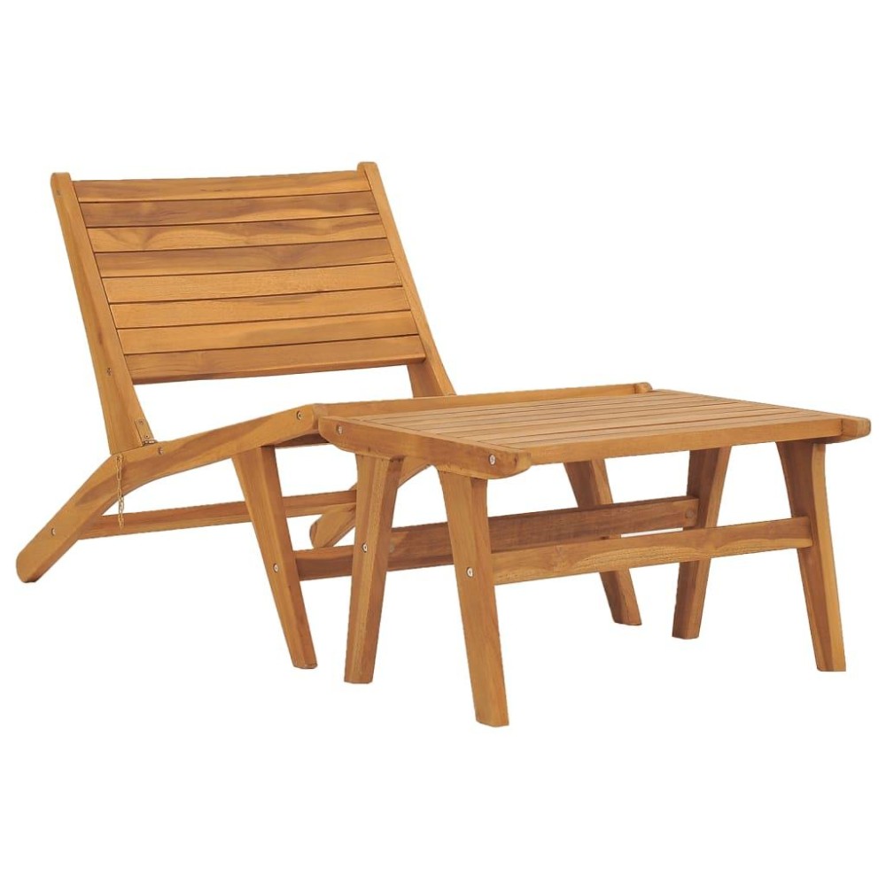 vidaXL Patio Chair with Footrest Solid Teak Wood