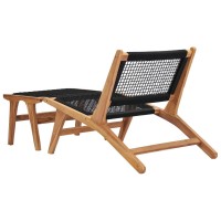 Vidaxl Sun Lounger With Footrest Solid Teak Wood And Rope